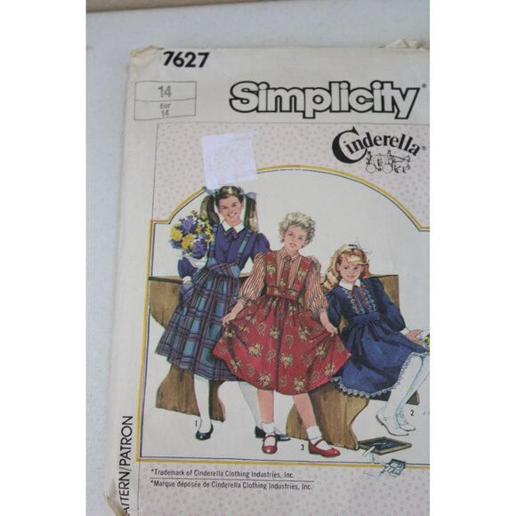 1986 Simplicity 7627 Pattern Girls Skirt Blouse Size 14 Cinderella 93619 Vintage - Picture 2 of 3